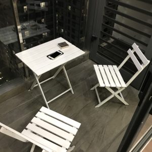 Bộ bàn ghế ban công chữ nhật bistro mini sơn trắng